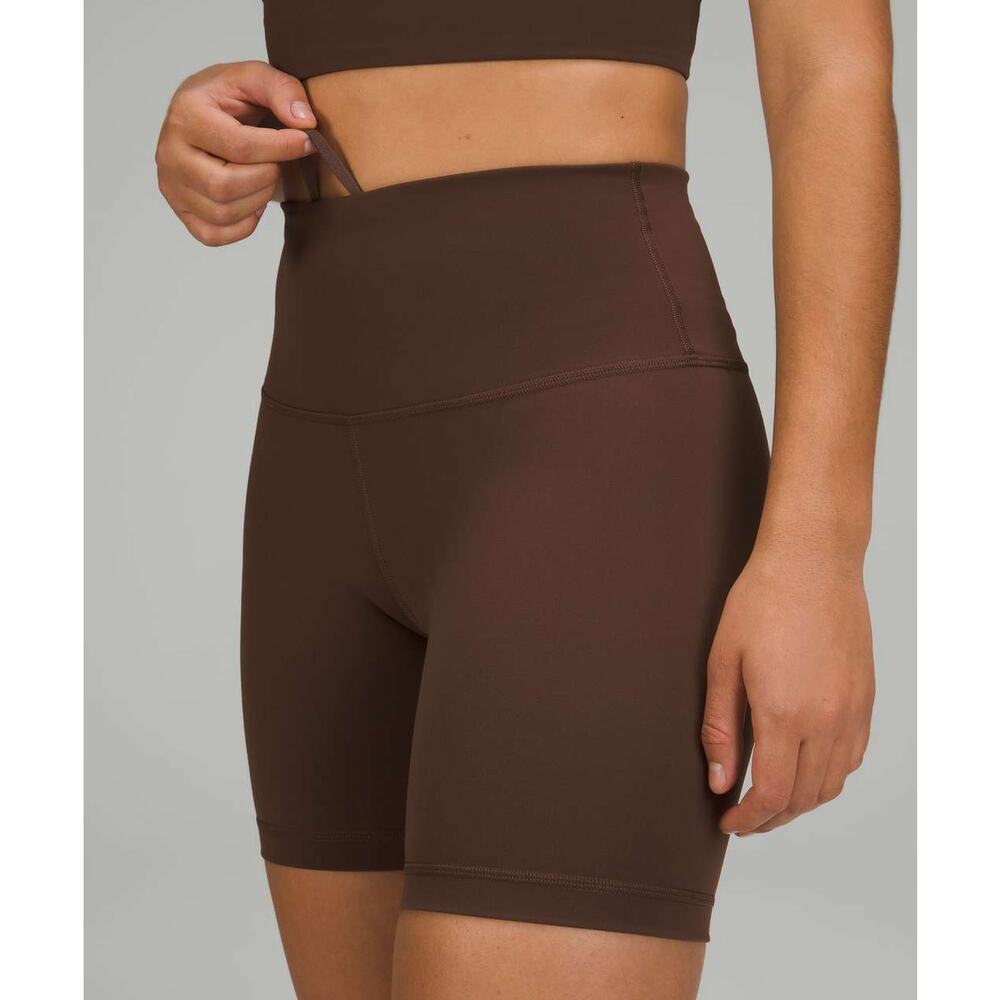 Lululemon Wunder Train High-Rise Biker Short 6" Java Brown Size 2 - Picture 3 of 8